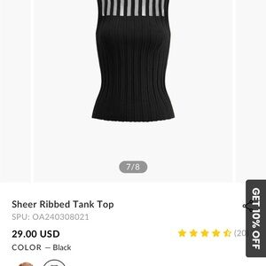 Black Sheer Ribbed Tank Top